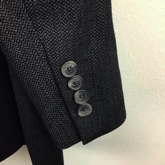 Turnbury Charcoal Gray Herringbone Classic Notch Lapel Sport Coat | 38R - Picture 7 of 14